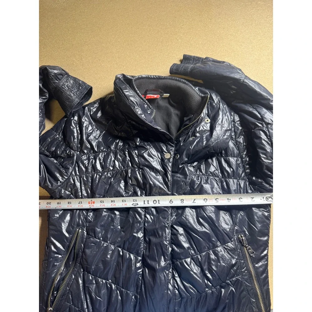 Puma Scuderia Ferrari black Shiny Puffer Jacket Womens Large Embroidered‎ Logo